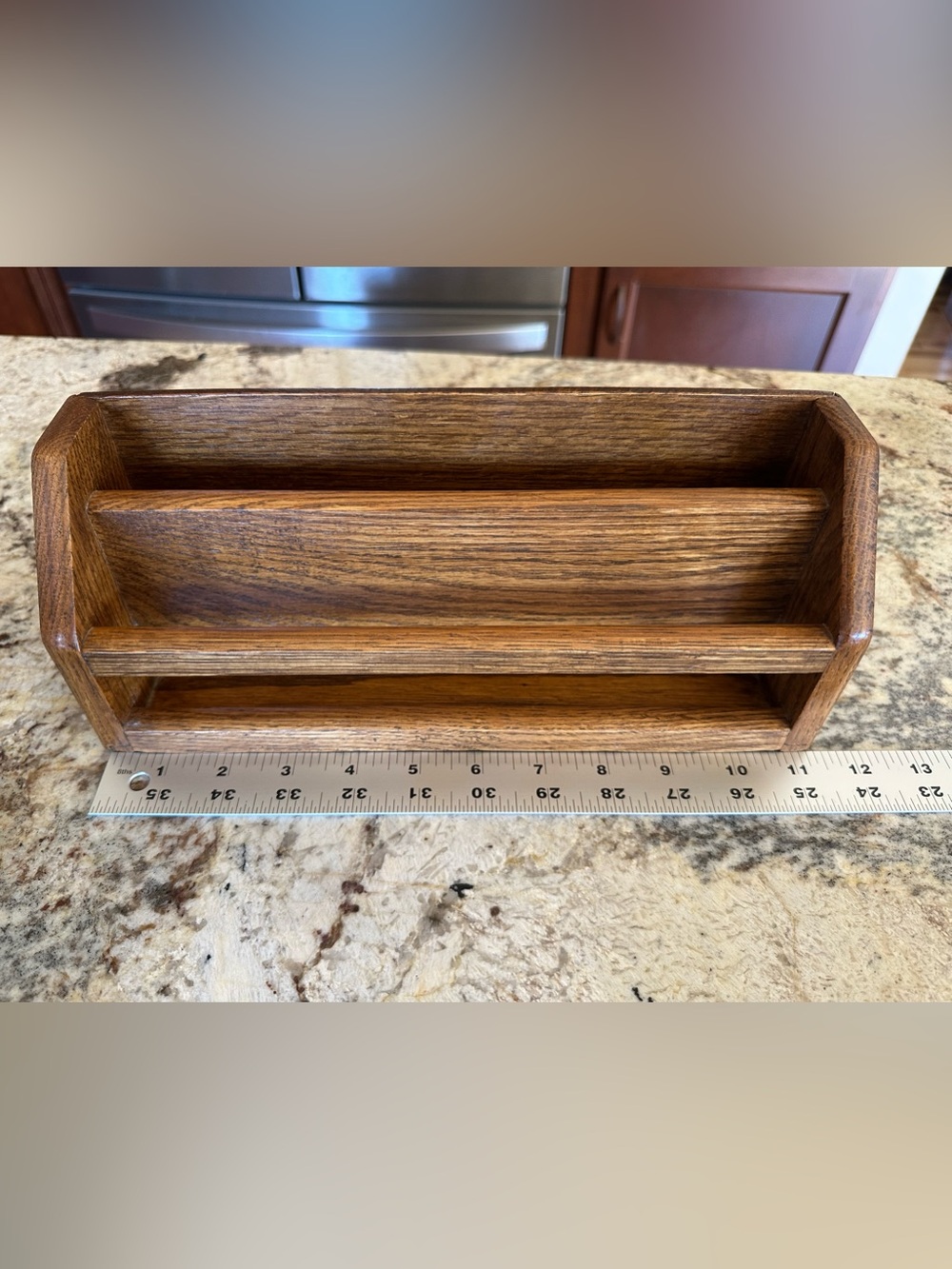 Vintage Wood Desktop Mail Organizer Letter Sorter Oak Office Decor